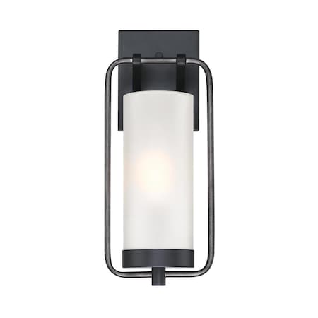 Westinghouse Fixture Wall Outdoor 60W Ga-Lightero, Matte Black Dstsd Alum White Fost Cyln Glass 6114400
